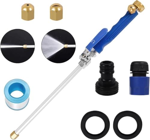Jet Nozzle High Pressure Hose Nozzle for Garden, 2-in-1 High Pressure Hose Nozzle, Upgraded High Pressure Washer Tools Attachment with 2 Different Nozzles and Hose Quick Connectors Blue - Image 1