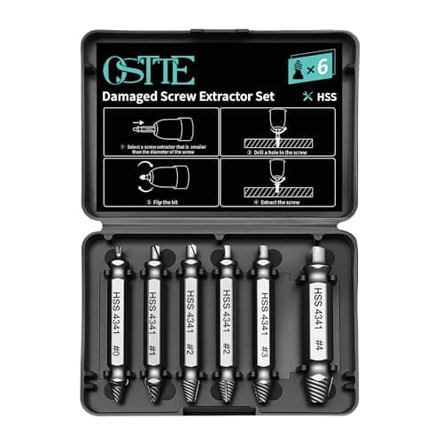 OSTTE Damaged Screw Extractor Set 6PCS, Stripped Screw Extractor, Easy Out Removal of Rusty Broken Screws Bolts, Gifts for Men - Image 1