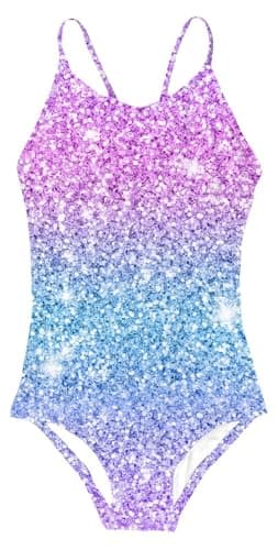 Idgreatim 7T 8T Girls Swimsuits Sparkle One Piece Bathing Suits Quick-Dry Swimwear for Pool - Image 1
