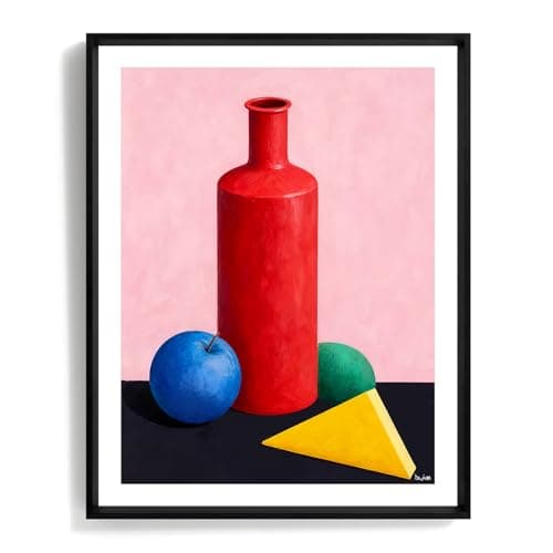 Framed Modern Abstract Geometric Wall Art, 11x14 Inch Poster Print, Contemporary Artwork for Walls with Matte Black Metal Frame, Minimalist Wall Decor Picture for Bedroom Living Room Office Hallway - Image 1