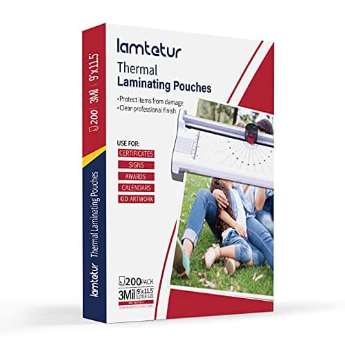 Lamtetur Thermal Laminating Pouches 9" x 11.5" Inches,Holds 8.5 x 11 Inch Sheets,3Mil 200Pack Laminate Films,Laminator Sheets,Letter Size Laminate Papers,Clear Lamination Sheets(75Mic-200sheets) - Image 1