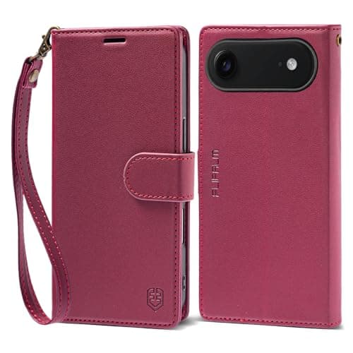 FLIPALM Wallet Case for iPhone 17 Series with Wrist Strap - PU Leather Folio Flip with Credit Card Holder & Kickstand, Protective Cover (Red, for iPhone 17 Air) - Image 1