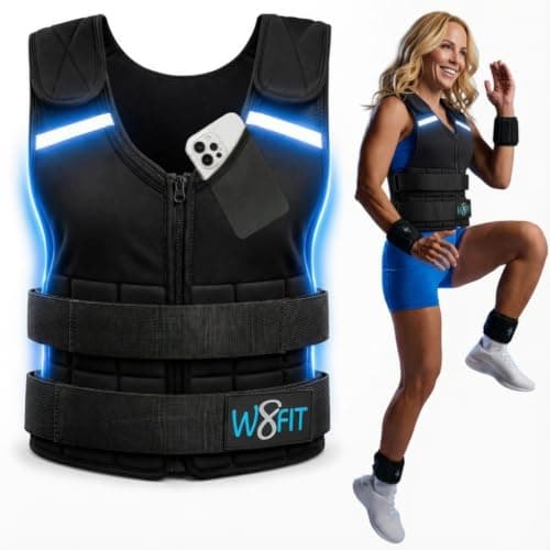 Premium Adjustable Weighted Vest for Men & Women – NO SHOULDER PRESSURE for Walking, Rucking & Strength Training with Zipper, Removable Thin Weights, Reflective Strips (Black, Unisex 10 LB)