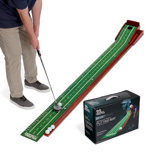 Perfect Practice Compact 8' Putting Mat with Automatic Ball Return – Space-Saving Indoor Putting Green for Apartments, Home & Office – Golf Training Aid with Alignment Guides - Image 1
