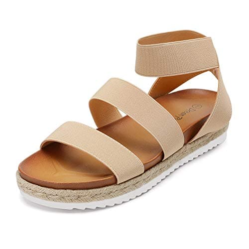 DREAM PAIRS Women’s Open Toe Ankle Strap Espadrille Flatform Platform Wedge Sandals,Size 7.5,Nude,JIMMIE - Image 1
