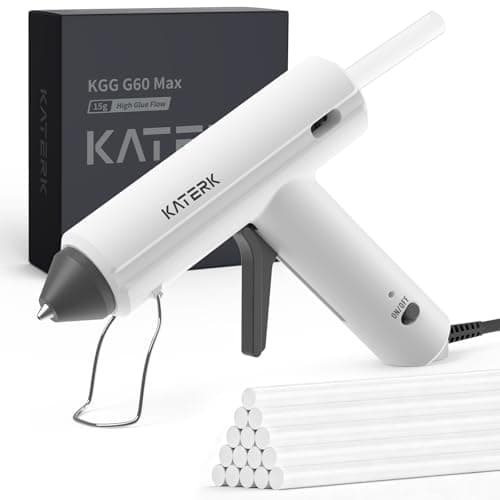 Katerk 60W Full Size Hot Glue Gun, Drip-Free 60s Fast Preheating with 15pcs Large Glue Sticks (7/16"), Heavy Duty Industrial Glue Gun Kit for Arts, Crafts DIY, Repair, Gift, Sealing, Decorating
