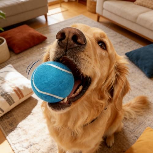 AQPU 3-Pack Tennis Ball Dog Toys with Squeaker, Interactive Fetch Play for Pets 40 lbs and Over ,Training Balls for Indoor & Outdoor Exercise, 3.28-inch (Bule, 12PCS) - Image 1