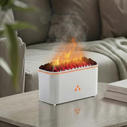 Essential Oil Diffuser, Flame Air Aromatherapy Diffuser, 7 Color Changing Light, Aromatherapy Humidifier with Auto Shut-Off for Home, Bedroom, Yoga, Spa(White) - Image 1
