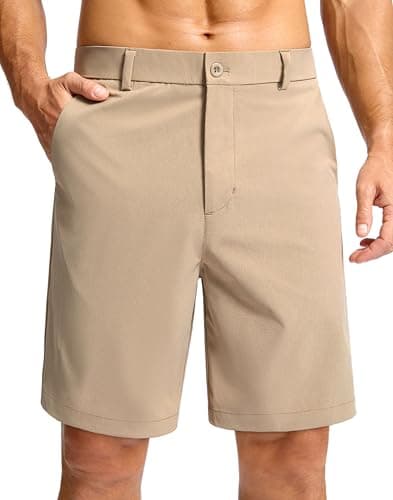 Soothfeel Men's Casual Shorts 7"/ 9" Golf Shorts for Men Flat Front Dress Work Shorts Quick Dry Lightweight with 3 Pockets Khaki L9.W38 - Image 1