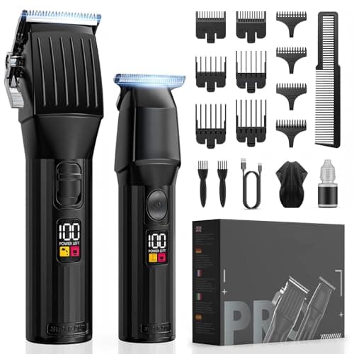 Professional Hair Clippers for Men Cordless Trimmers Kit with LED Display Electric Beard Trimmer for Kid Cordless Beards Trimmer Haircut Grooming Kit Gift for Men Women Barber Kids (Black)