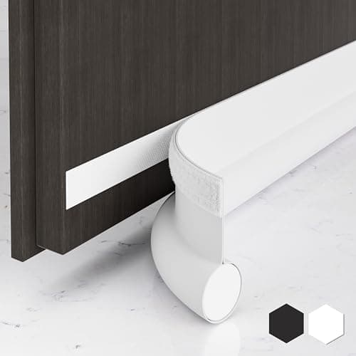 SYIPO One Side Door Draft Stopper,36.6" Adjustable Door Stoppers for Bottom of Door,Install Quick Door Seal Strips Sweeps Sound Proofing,Blocks Cold Air & Noise|Fit for Exterior/Interior Doors,White - Image 1