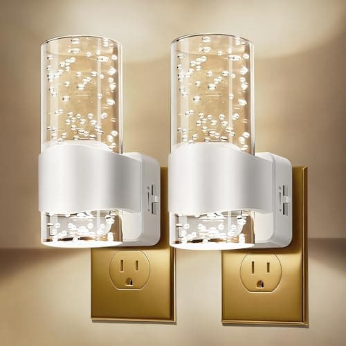 HOTEKME Night Lights Plug into Wall, Dimmable LED Night Light with Dusk to Dawn Sensor, Plug in Night Light Brightness Adjustable, 2 Pack 3000K Acrylic Nightlight for Bathroom Hallway - Image 1