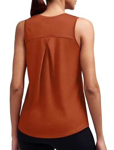 Alaroo Women's Workout Tops Sleeveless Loose Fit Pilates Outfits Yoga Shirts Gym Running Tank Tops for Women Summer Orange Medium - Image 1