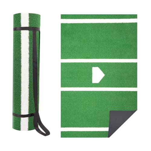 HOYWOUL Baseball Hitting Mat Batting Mat 6'x4' Baseball Home Plate Matt with Anti-Slide Bottom, Portable Batters Box Turf Mats Outdoor Indoor Batting Stance Practice Matt, Green - Image 1