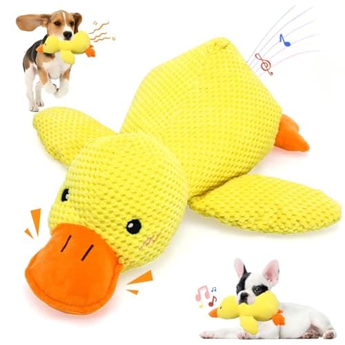 VOXGET Dog Calming Duck Toy, 2026 New Interactive Plush Duck Toy with Quack Sound and Crazy Crinkle for Dogs Keep Busy, Soft Stuffed Calming Pillow for Puppy Reduce Boredom -Yellow, 17.7"x14.9"(L) - Image 1