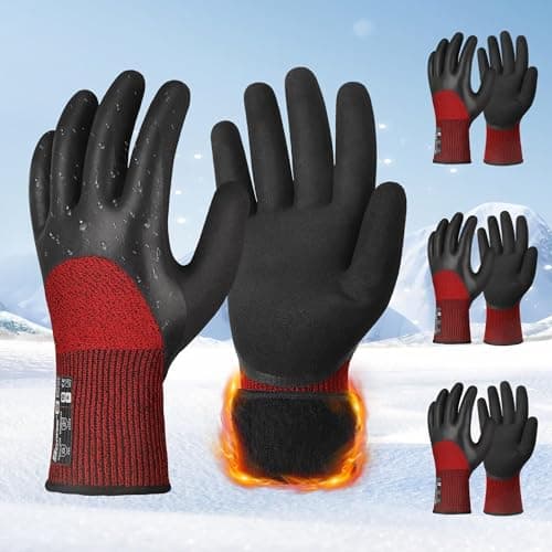 Schwer 3 Pairs Winter Work Gloves with 3/4 Double-Dipped Coating, Thermal Insulated Gloves with Grip & Abrasion Resistance, ANSI A2 Cut Resistant Warm Glove for Cold Weather, Snow, L, CR3313 - Image 1