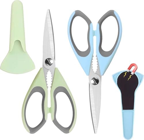 HFLYJPYW Kitchen Scissors All Purpose Heavy Duty, Kitchen Utensils Set, Stainless Steel Cooking Utensils Gadgets, Meat Poultry Food Shears Dishwasher Safe Utility Tools Home (Orange Gray) - Image 1