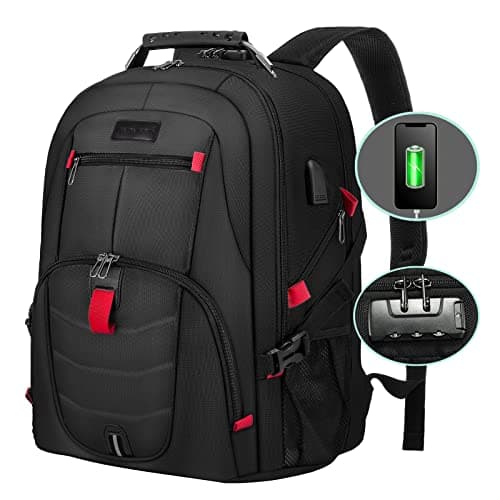LOVEVOOK Large Backpack for Men 18 inch Heavy Duty Backpack Big Travel Backpack Large Capacity Laptop Backpack with USB Port Waterproof for Business Work (18.4 inch,Black) - Image 1