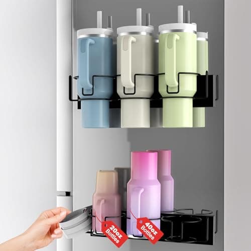 Waysse Magnetic Stanley Cup Holder for Fridge, 2-in-1 Lid & Water Bottle Organizer for Stanley 30oz & 40oz Tumblers, Kitchen Pantry Organizers and Storage for Stanley Tumbler Accessories - Image 1