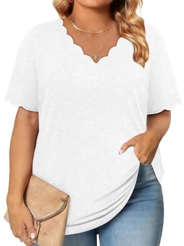 Womens Tops Summer Trendy Plus Size Clothes Fashion Clothing for Women Blouses Dressy Casual Cute White Dress Shirts Tee Oversized Tshirts Beach Vacation Travel Cruise Essentials Spring Outfits 2026 - Image 1