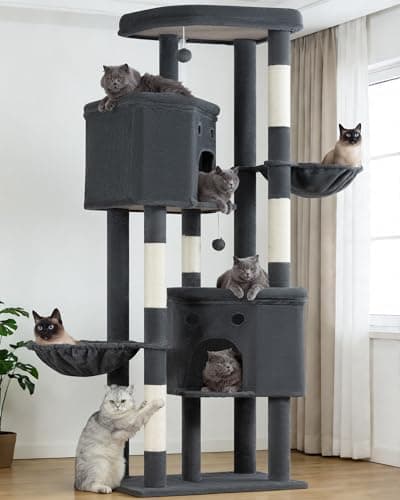 Extra Large Cat Tree, 84 Inch XXL Giant Cat Tower for Indoor Cats Large Adult 20lb+, Multi-Level Cat Climbing Condo with 5 Scratching Posts, 3 Wide Platform Perches, 2 Baskets, 2 Cat Caves - Image 1