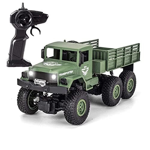 XINGRUI 1:18 RC Military Truck, 50 Min Playtime Remote Control Car, 2.4Ghz 4WD Off-Road Vehicle, All Terrain Toy with LED Lights, Gift for Boys Girls Ages 6+ - Image 1