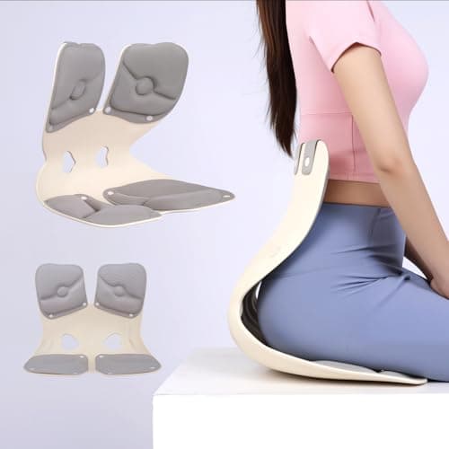 D DITALON Ergonomic Back and Lumbar Support Pillow for Office Chair, Legless Floor Seat with Back Support and Detachable Cushion, Office Chair Posture Corrector, Work from Home Essentials, Medium - Image 1