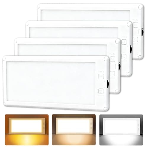 SFNN 4 Pack RV Lights Interior,3 Color RV LED Super Bright Fixture,12V RV Ceiling Dome Light with ON/Off Dimmable Switch Energy Saving Gift Package for RV/Camper/Car/Trailer/Boat - Image 1