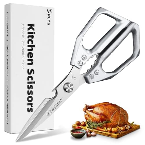 Plys Poultry Shears, Kitchen Scissors for Food, Japanese All Purpose Heavy Duty for Chicken Wing/Bone, Meat, Quail, Fish, Turkey, Vegetables, Stainless Steel Cooking Aid Scissors, Dishwasher Safe - Image 1