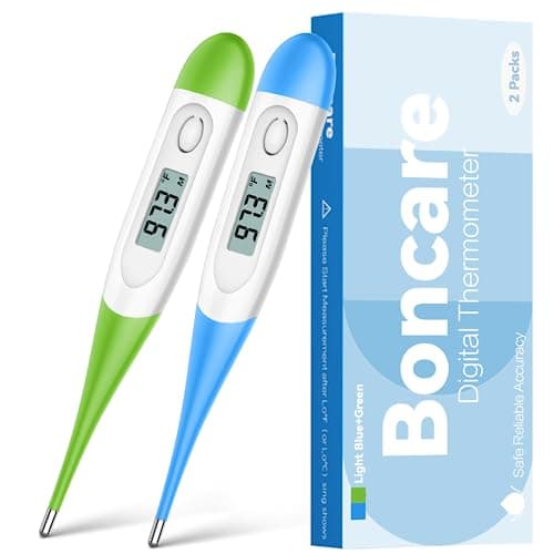 Thermometer for Baby, 2 Packs, Rectal Digital Thermometer with 10 Seconds Fast Reading (Light Blue+Green) - Image 1