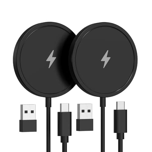 PINRUIGE Magnetic Wireless Charger for iPhone, 15W Fast Mag Safe Charger 2 Pack Charging Pad Compatible with iPhone 17/16/15/14/13/12 Series and Air - Pods 3/2/Pro 2/Pro, Black - Image 1