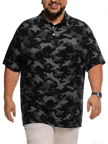 uideazone Men's Big and Tall Performance Polo Shirt - Moisture Wicking Dry Fit Golf Shirts, Wrinkle-Free Business Casual Short Sleeve Top for Men,Camo, 5XL - Image 1