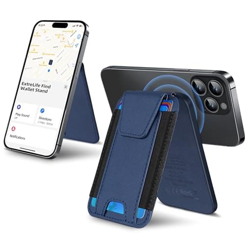 ExtreLife for Magsafe Wallet, Works with Apple Find My, Privacy Flap, Magnetic Wallet for iPhone 17/16/15/14/13/12 Series, 7-Card Holder, Adjustable Stand, RFID Blocking, Blue - Image 1