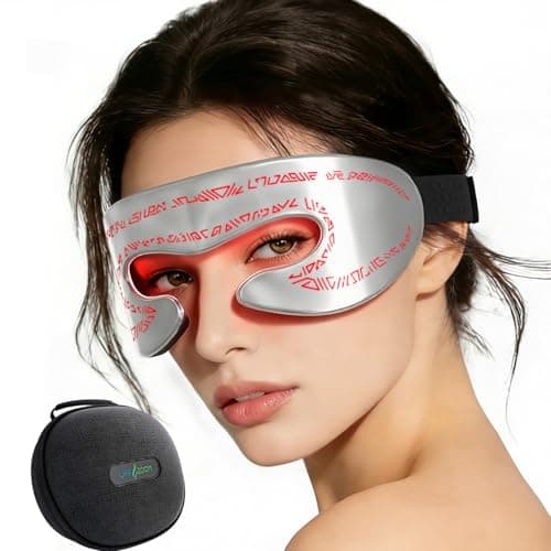Red Light Therapy for Eyes, 3 Modes Red Light Eye Mask for Visual Wellness, Wearable Infrared Light Therapy Glasses, Under Eye LED Face Device for Dark Circles, Wrinkles, Eye Fatigue, Jet Lag
