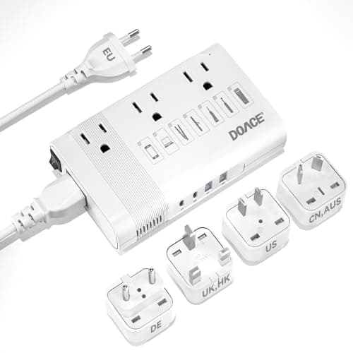 DOACE 220V to 110V Converter for European Travel - 350W Voltage Converter US to Europe with 4 QC+PD Chargers for Using U.S. Devices Abroad - Hair Straightener Shaver Toothbrush Laptop Camera Phone - Image 1