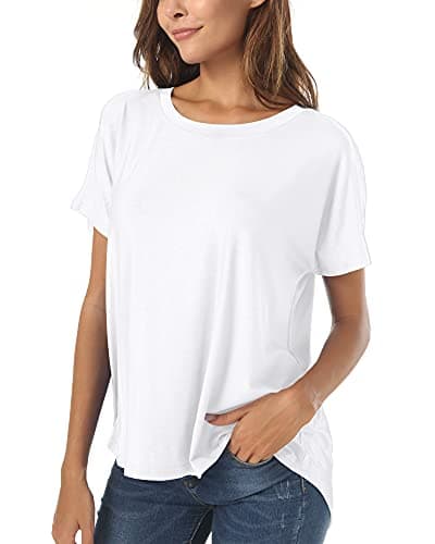 Herou Summer Tshirt for Women Short Sleeve Crew Neck Loose Casual Tees Blouses White S - Image 1