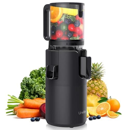 URVIBY Juicer Machines, 5.3" Large Feed Chute Cold Press Juicer with Double Press Technology, 400W Motor, High Juice Yield, Easy to Clean, Masticating Juicer for Whole Vegetables & Fruits, Black - Image 1
