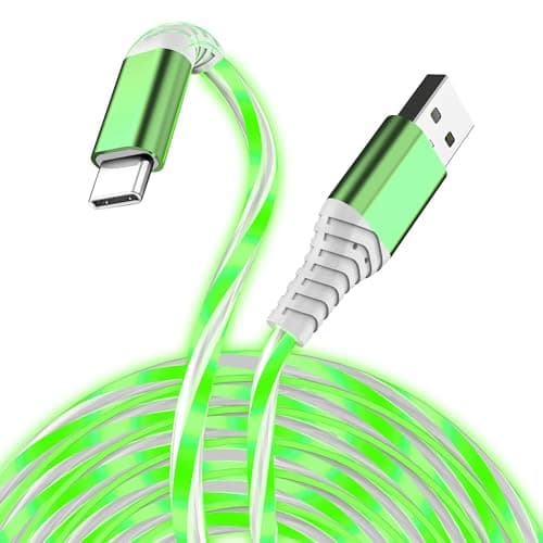 ComfyBay 6.6FT USB C Charging Cable, Flowing Light Up Charger Cord, Compatible with Samsung Galaxy, iPhone 16/15, iPad, and More (Green) - Image 1