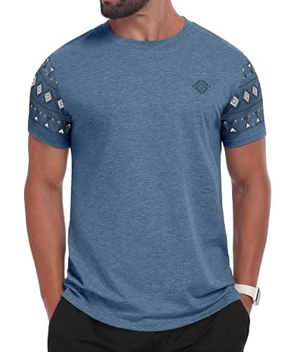 Men's T-Shirts Casual Summer Western Aztec Print Short Sleeve Tops Basic Comfortable Tees Shirts - Image 1