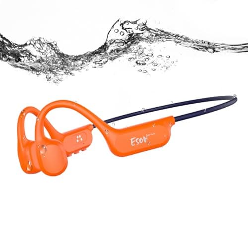 esonstyle Swimming Headphones Underwater - IP68 Waterproof Bone Conduction Headphones Bluetooth 6.0,Bone Conduction Earbuds with 8G MP3 for Swimming Running Cycling Sports (Orange) - Image 1