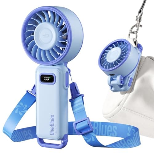 Diveblues Portable Turbo Fan, 100 Speed Handheld Fan with Strong Airflow, Foldable 4 in 1 Personal Fan for Neck, Desk & Travel, USB-C Rechargeable, Lightweight for Summer, Concerts & Outdoor Use - Image 1