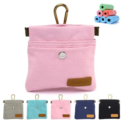 COSOWO Dog Treat Pouch, Hand Free Dog Training Treat Bag with Carabiner & Magnetic Buckle, Auto Closing Dog Walking Bag for Puppy Travel or Outdoor Use, Pet Feed Snack Reward Pocket, Pink - Image 1