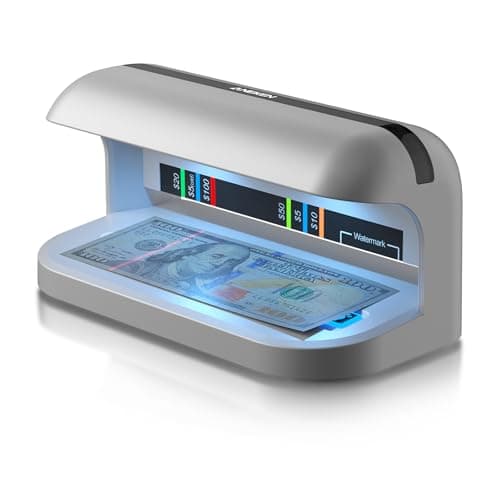 Aneken AL-17 Counterfeit Bill Detector with UV LED Light, Advanced UV Counterfeit Money Detector with Card & ID Detection, Suitable for All Currencies in the World, Silver - Image 1