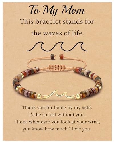Sistble Mom Mothers Day Gifts, Gifts for Mom Bracelet from Daughters Wave Jasper Beaded Bracelets Birthday Gift Retirement Gift for Women Jewelry - Image 1