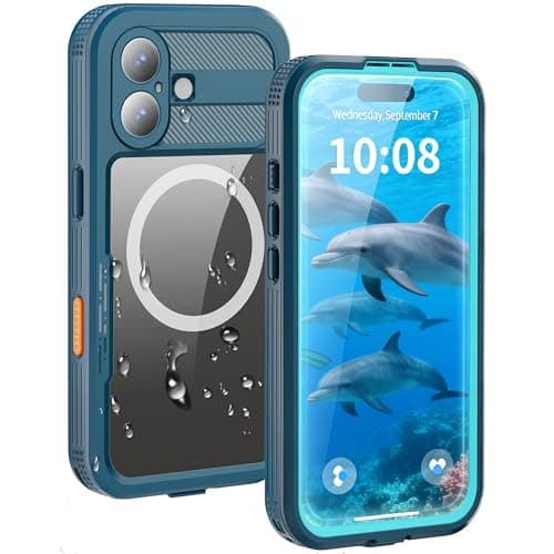 HECLETSO for iPhone 16 Plus - Compatible with MagSafe - IP68 Waterproof & Dustproof, 10FT Military-Grade Drop Proof - Built-in Screen Protector & Full-Body Rugged Cover, 6.9 Inch - Blue - Image 1