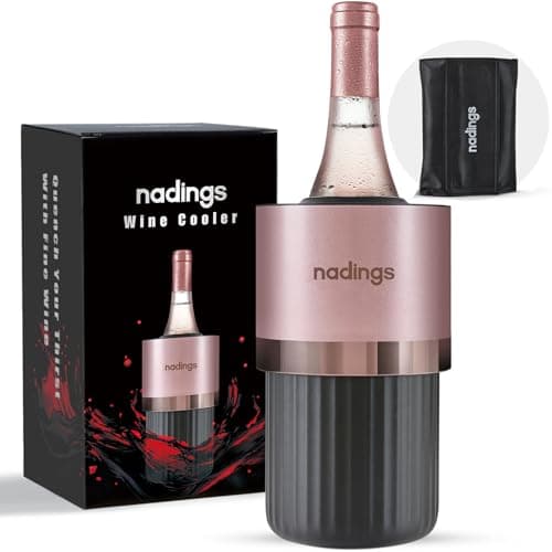 Nadings Iceless Wine Chiller - Keeps Cold 6+ Hours, Portable Vacuum Insulated Stainless Steel Champagne Cooler, Fits Most Wine Champagne & Liquor Bottles, Perfect Gift for Wine Lovers (Rose Gold) - Image 1