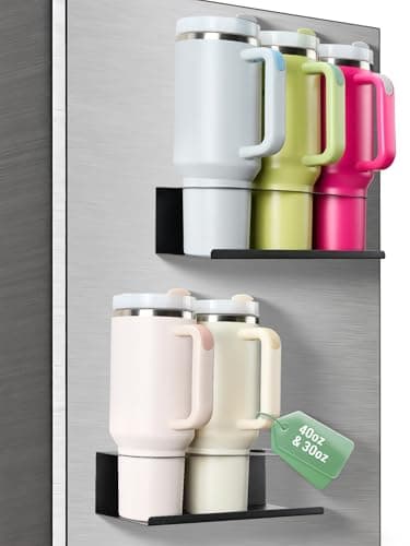 POLRAI 2 Pack Magnetic Cup Holder for Fridge, Water Bottle Organizer for Stanley and Tumbler with Double Sided Tape Hold Stanley Cup Accessories for Kitchen Cabinet - Image 1