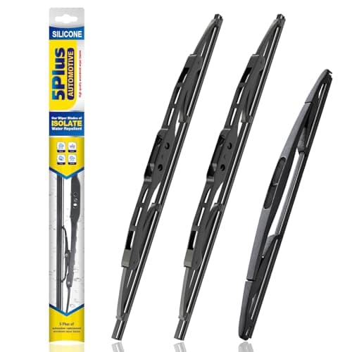 5 PLUS® Windshield Wipers Replacement for Jeep Wrangler JK 2008-2018,Jeep Wrangler 2007-2017,Silicone Water Repellent Wiper Blades-15"/15"/13"(Set of 3), OEM Fit, All-Season, Easy Installation - Image 1