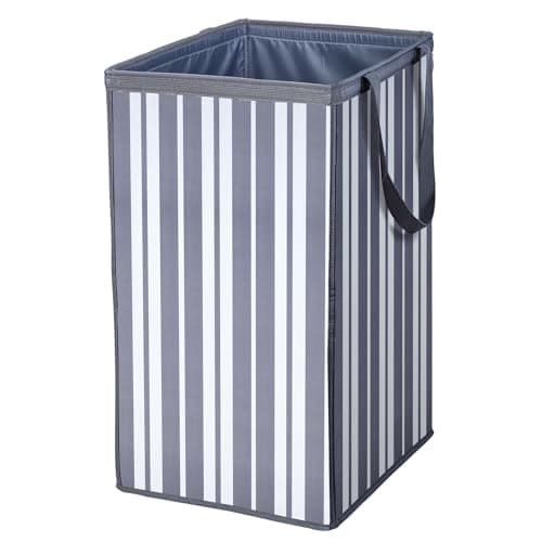 Laundry Basket,74L Laundry Hamper Large Collapsible,Durable, Waterproof & Space-Saving Storage for Clothes, Toys, blankets (Gray Striped, 1PCS) - Image 1