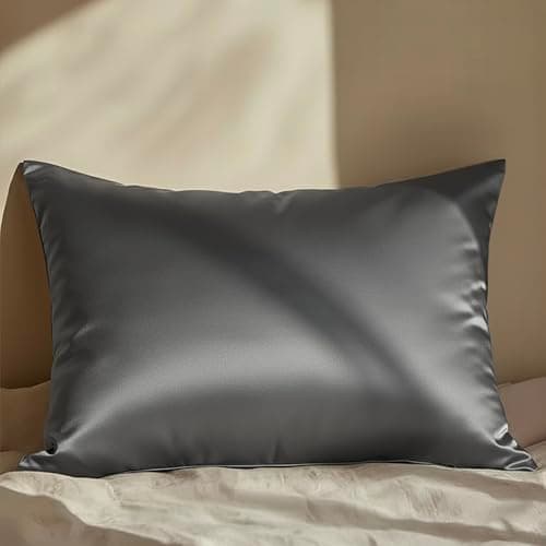 Mellanni Pure Silk Pillowcase King Size - Perfect for Hair and Skin, Preventing Wrinkles - Easy Care - Naturally Cooling Silk Pillow Cover with Hidden Zipper (King, Dark Gray) - Image 1